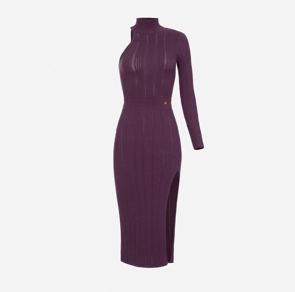 One-shoulder calf-length knit dress - Image 1